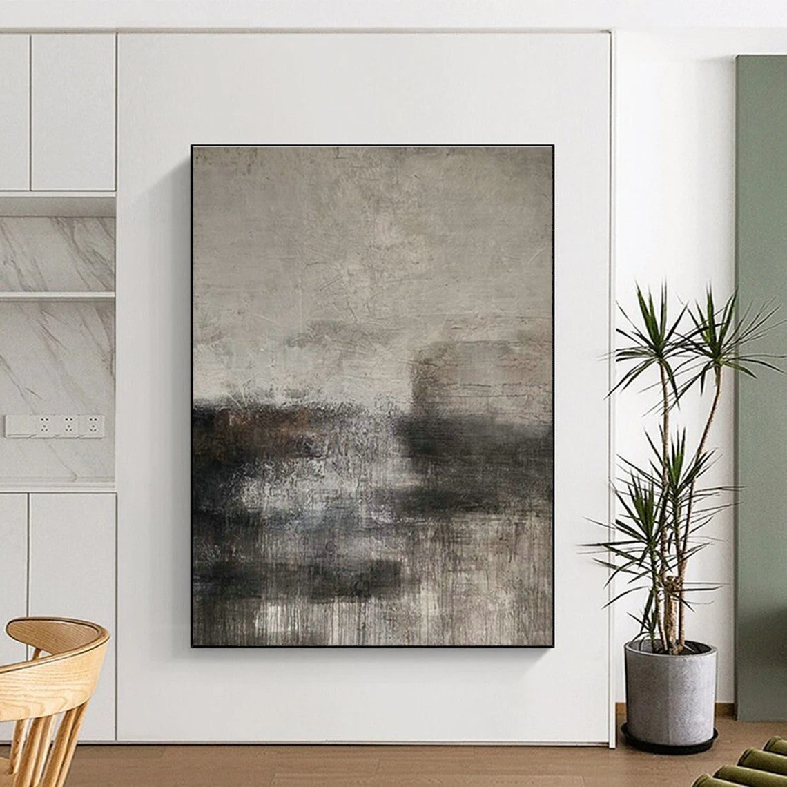 Gray - Brown Abstract Art for Industrial - Style Hotel Lobby Accents DLZ0194