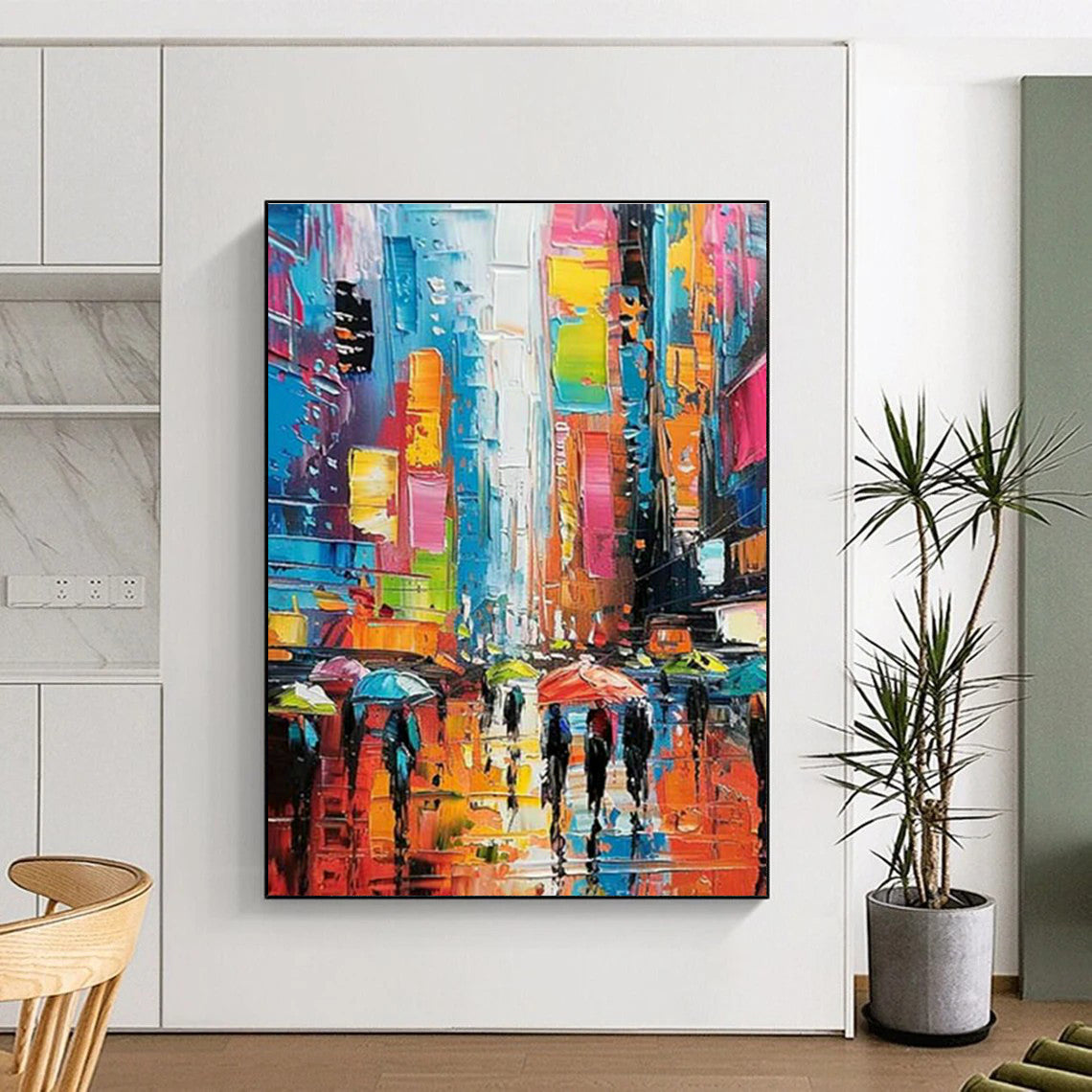 Vibrant City Street Painting for Living Room & Entryway DLZ0362