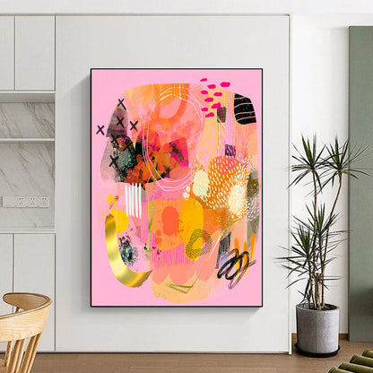 Pink - Themed Abstract Collage Art for Beauty Salon & Girls’ Night In Space DLZ0649