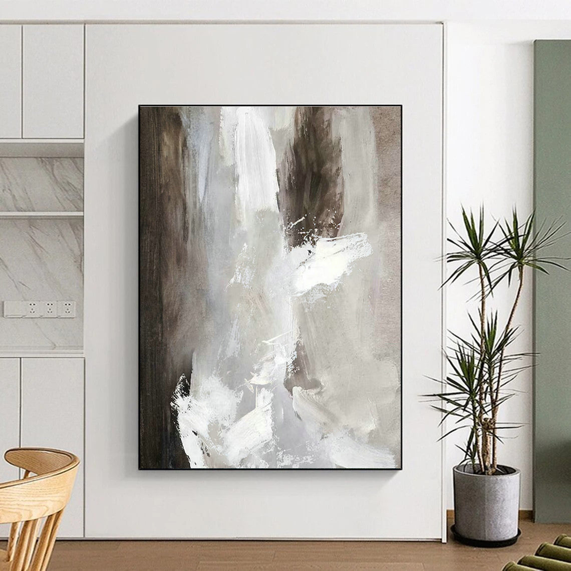 Gray - White Abstract Art for Minimalist Living Room & Spa Relaxation Area DLZ2022
