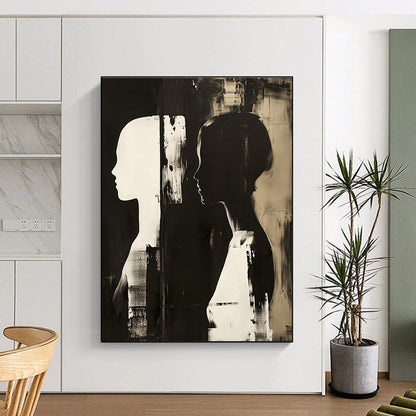 Black and White Silhouettes Art for Monochrome Gallery & Serene Home Meditation Room STSC1448