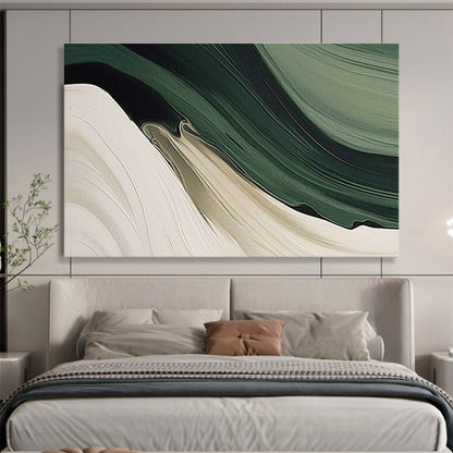Green - White Flowing Abstract Art for Eco - Friendly Café Lounge Areas DLZ3137