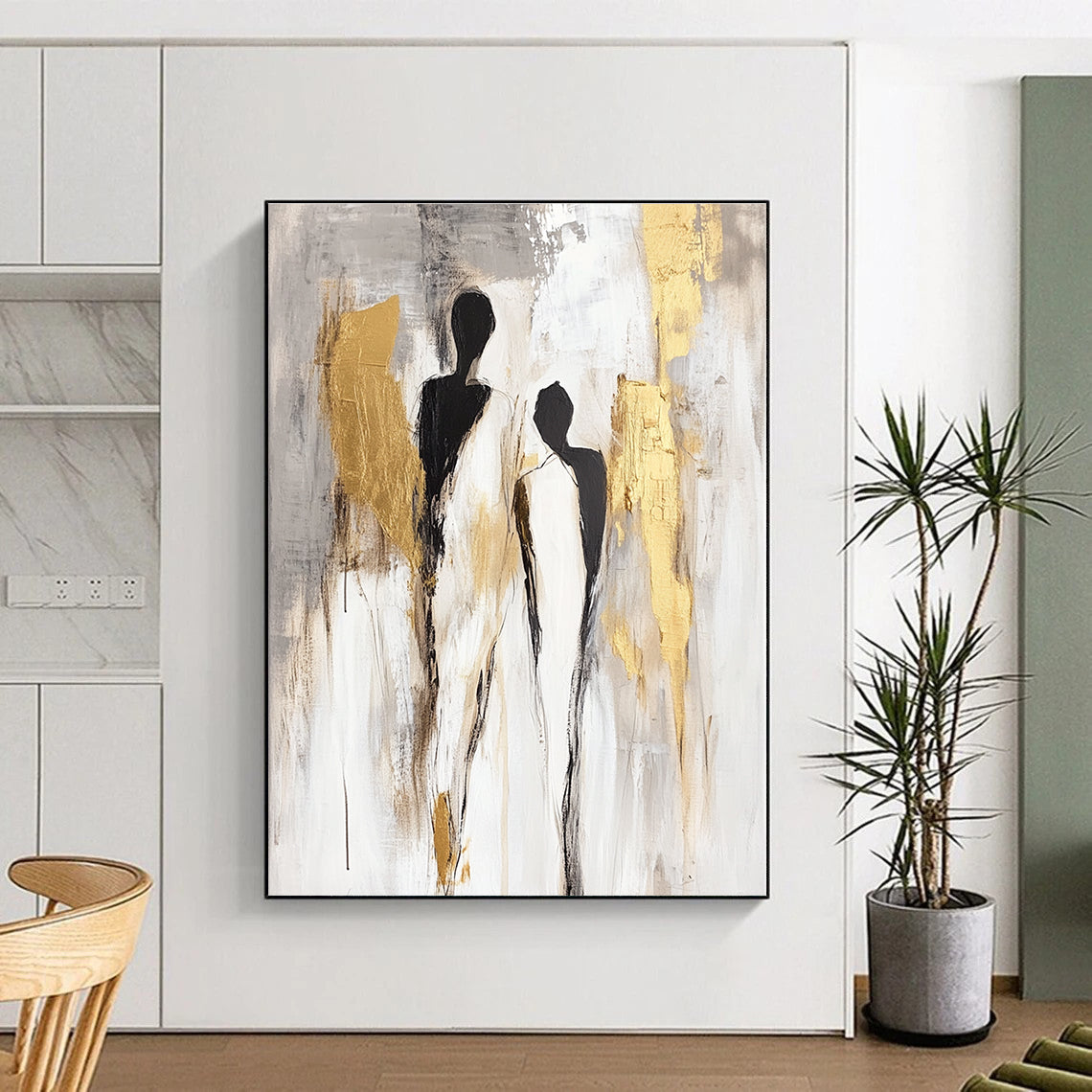 Abstract Figures with Gold Accents for Modern Living Room & Luxury Hotel Suite STSC440
