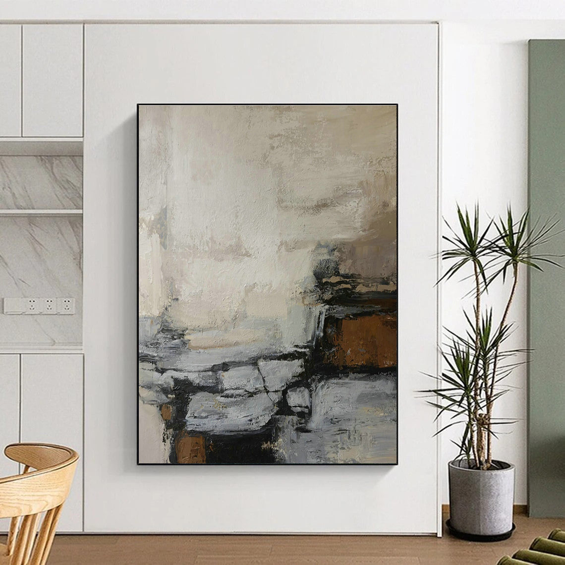 Neutral Toned Abstract Art for Bedroom & Home Office DLZ0396