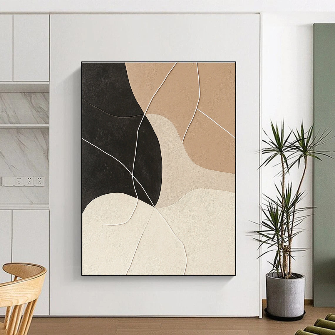 Textured Neutral Abstract Shapes for Minimalist Living Room & Contemporary Art Studio STSC468