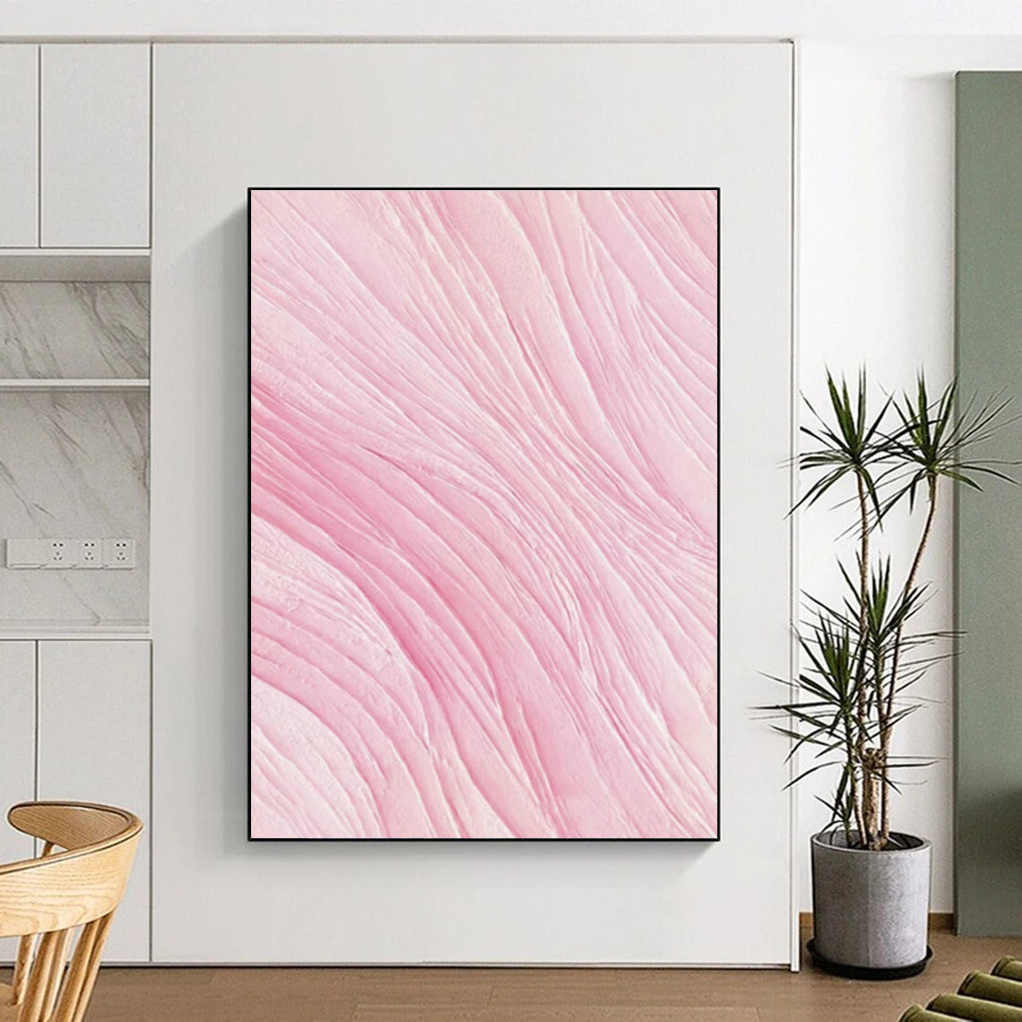 Pink Wavy Abstract Art for Bedroom & Beauty Salon DLZ0591