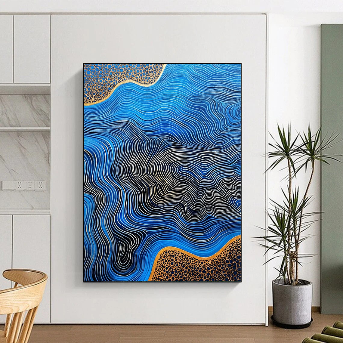Blue Waves with Gold Details for Luxury Yacht Club & Art - Deco Style Restaurant STSC957