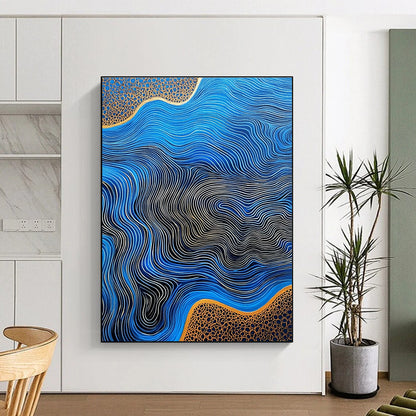 Blue Waves with Gold Details for Luxury Yacht Club & Art - Deco Style Restaurant STSC957