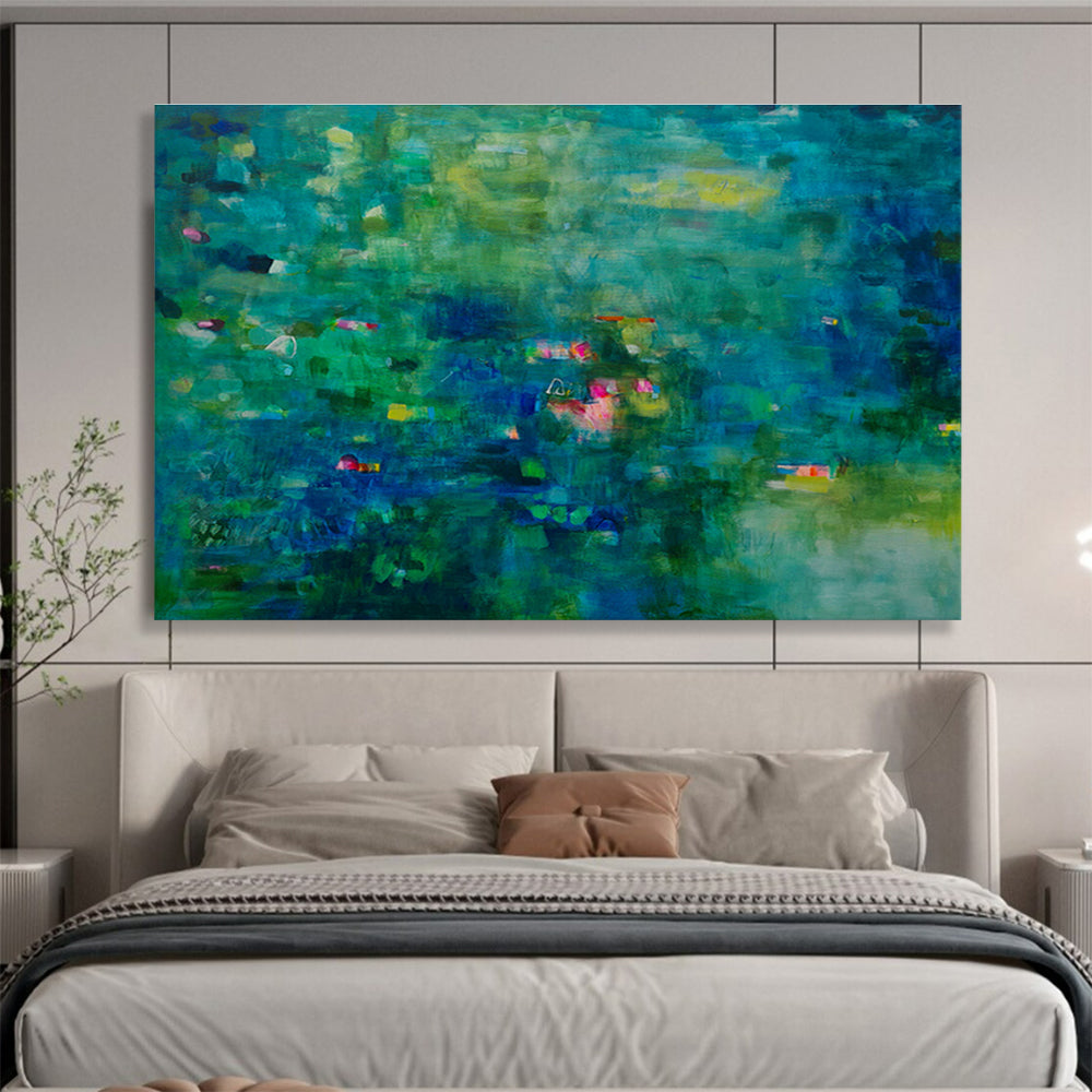 Green - Blue Deep Abstract Art for Calming Meditation Spaces DLZ2421