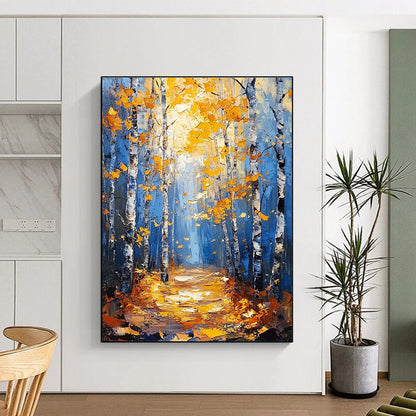 Autumn Birch Forest Path for Cozy Living Room & Nature - Themed Café STSC870