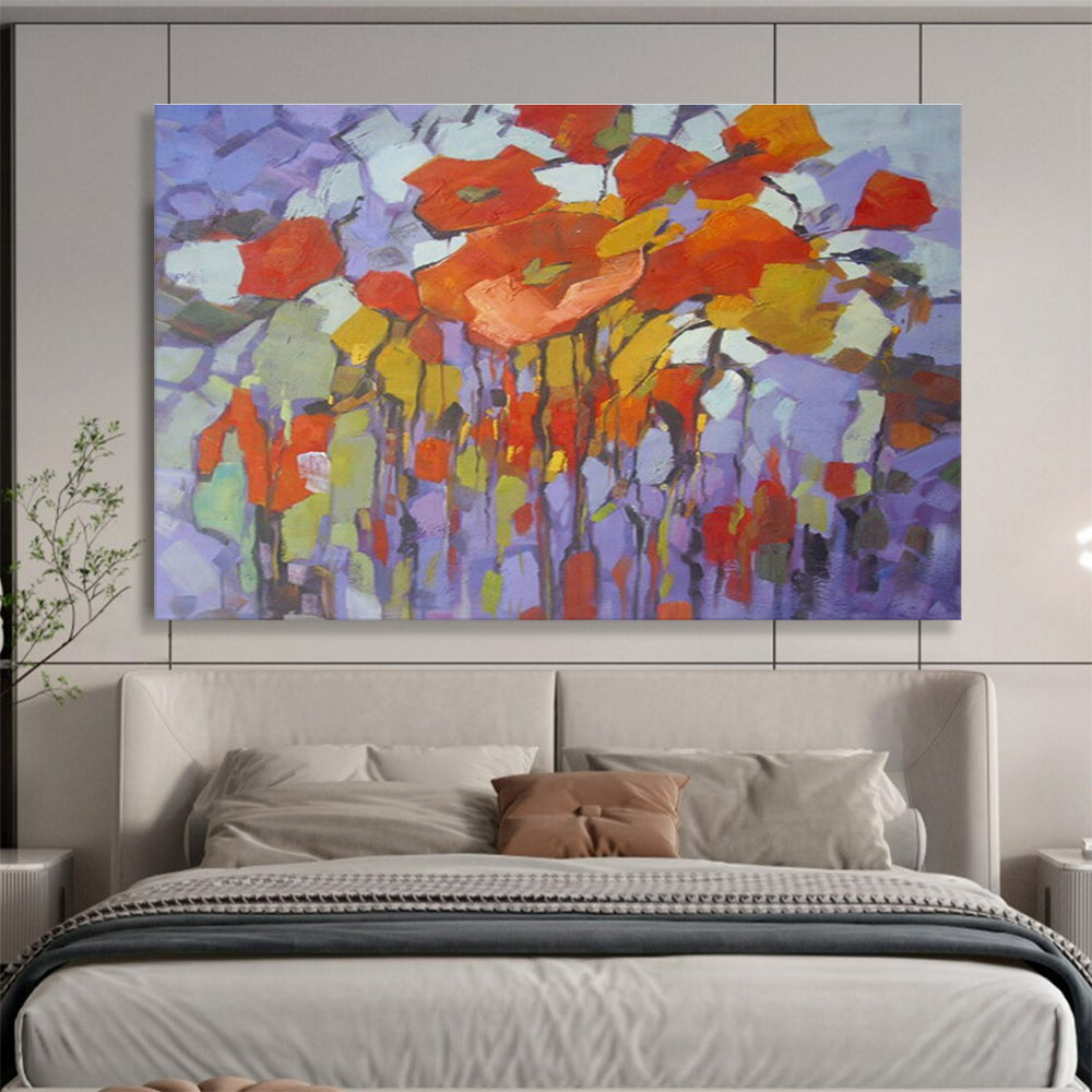 Purple - Based Floral Abstract Art for Bohemian - Style Boutique Dressing Rooms DLZ3237