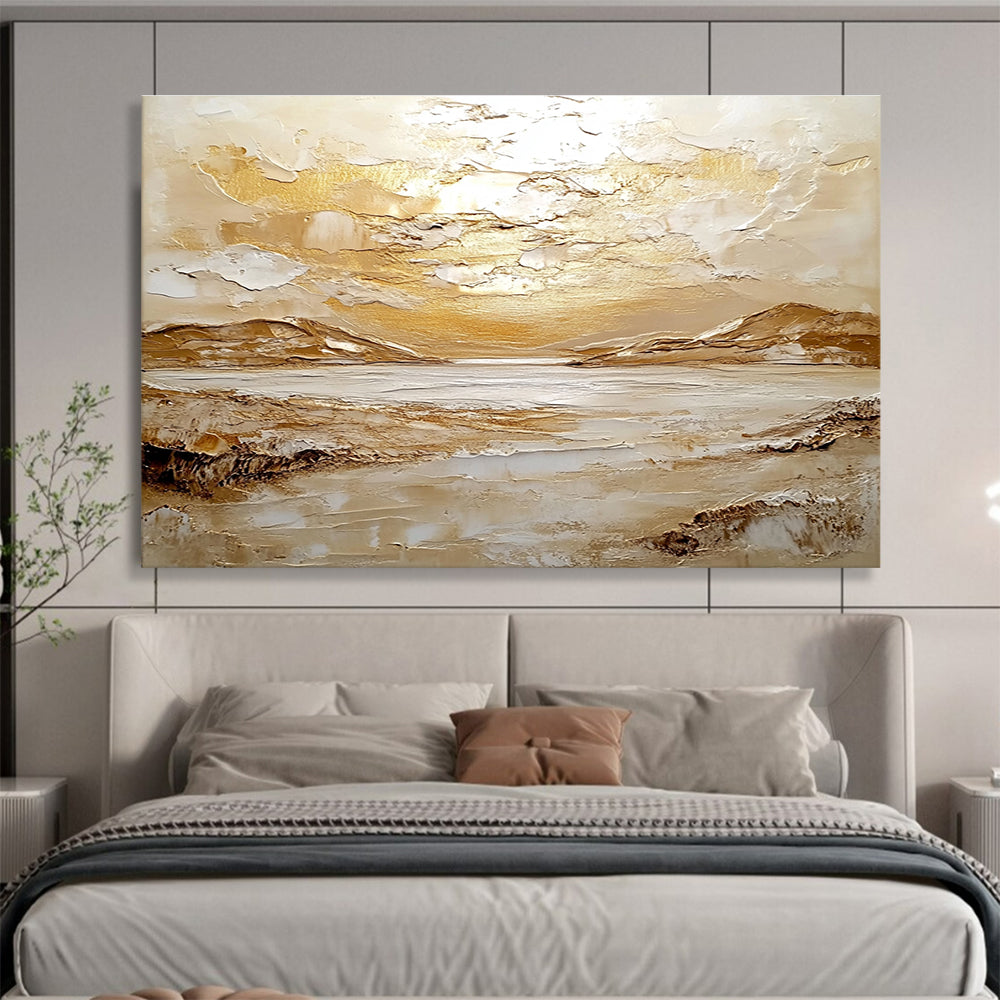 Golden Textured Landscape Art for Sophisticated Living Room & Art Gallery SC482