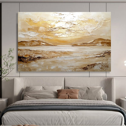 Golden Textured Landscape Art for Sophisticated Living Room & Art Gallery SC482