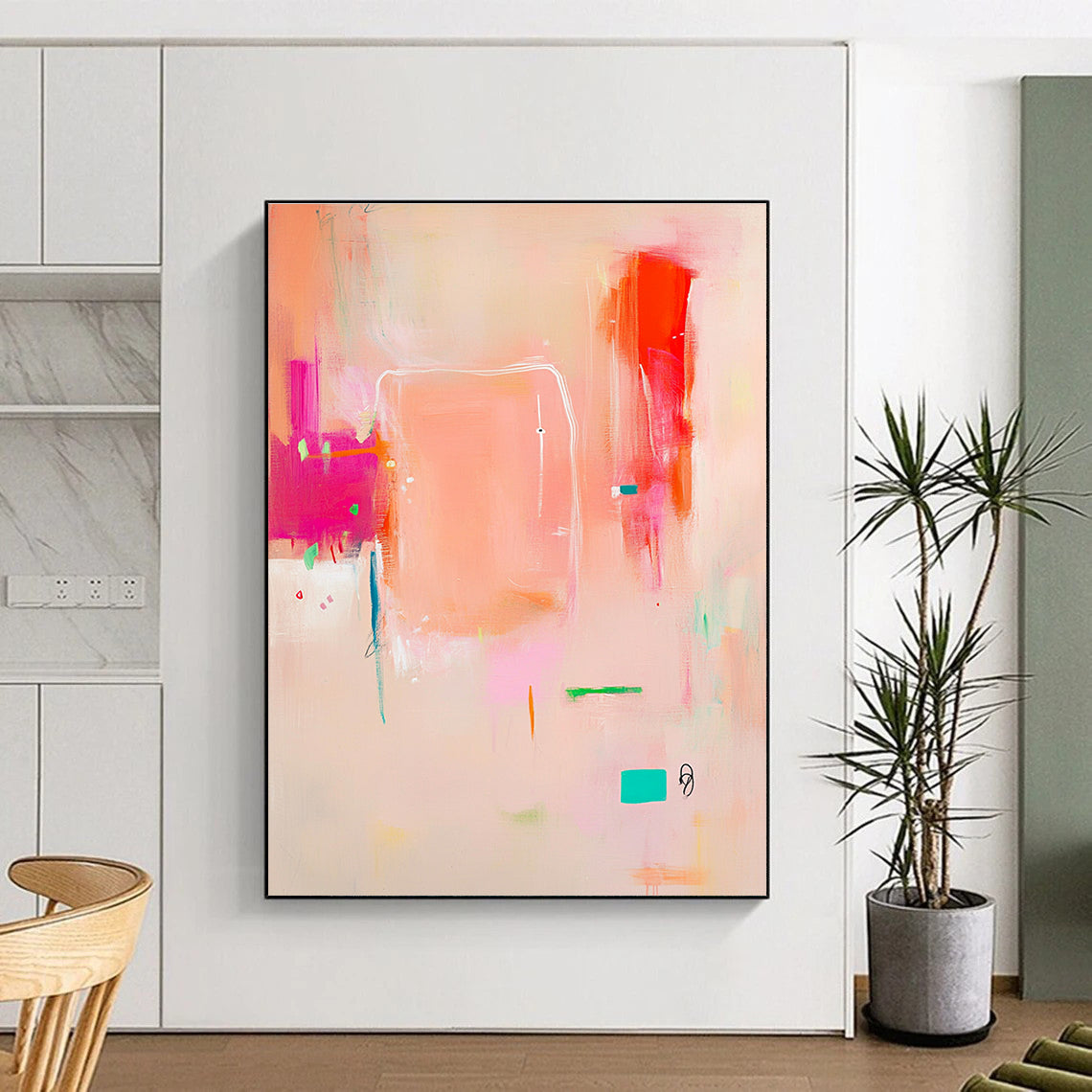 Playful Pink Abstract Art for Girls' Bedroom & Craft Room STSC689