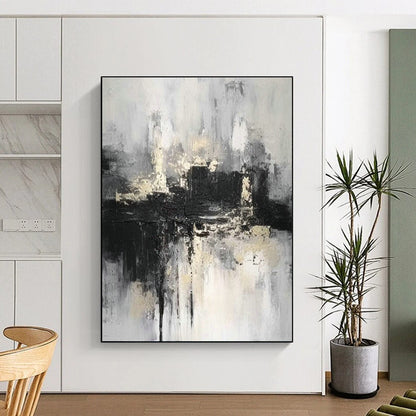 Black - White - Gray Abstract Art for Sophisticated Library & Industrial - Style Loft DLZ0866