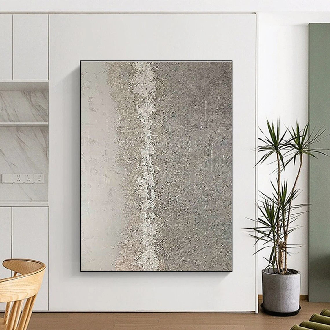 Gray - White Textured Art for Art Gallery Corridor & Minimalist Bedroom DLZ1884