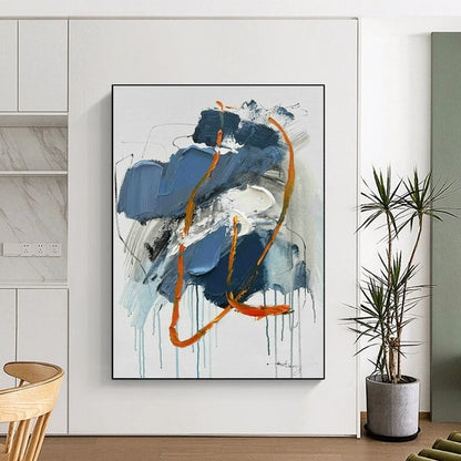 Blue - Orange Abstract Art for Beachfront Restaurant & Modern Art Pop - Up DLZ1689
