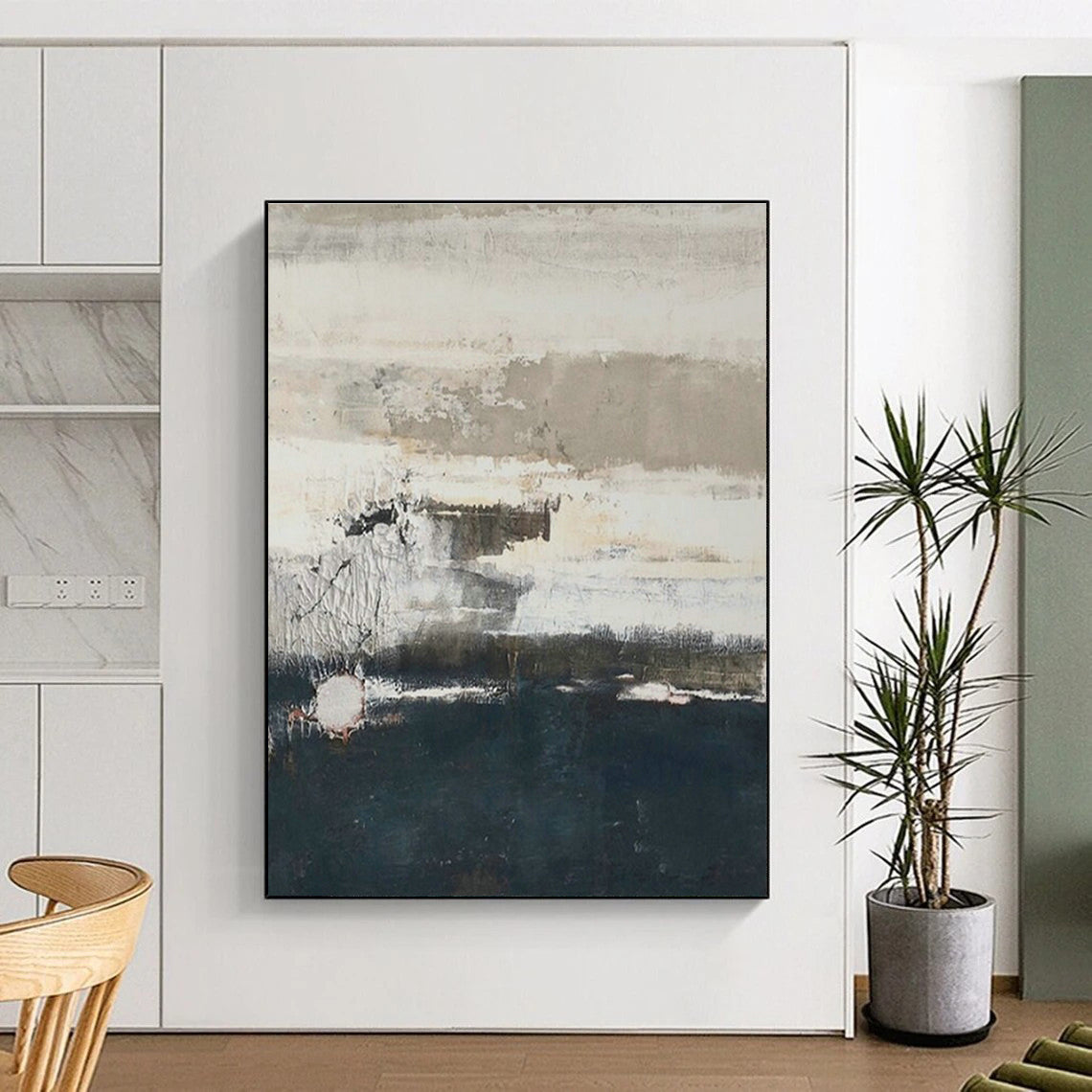 Gray - White - Blue Textured Art for Coastal Home & Nautical Art Gallery DLZ1881
