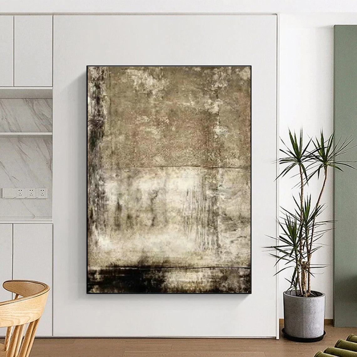 Distressed Earth Tone Art for Rustic Farmhouse Dining Room & Industrial Art Studio DLZ0875