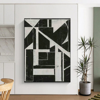 Black - White Geometric Abstract Art for Office & Living Room DLZ0406