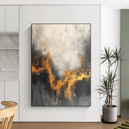 Grey and Gold Wavy Abstract for Art - Inspired Bedroom & Sophisticated Lounge STSC394