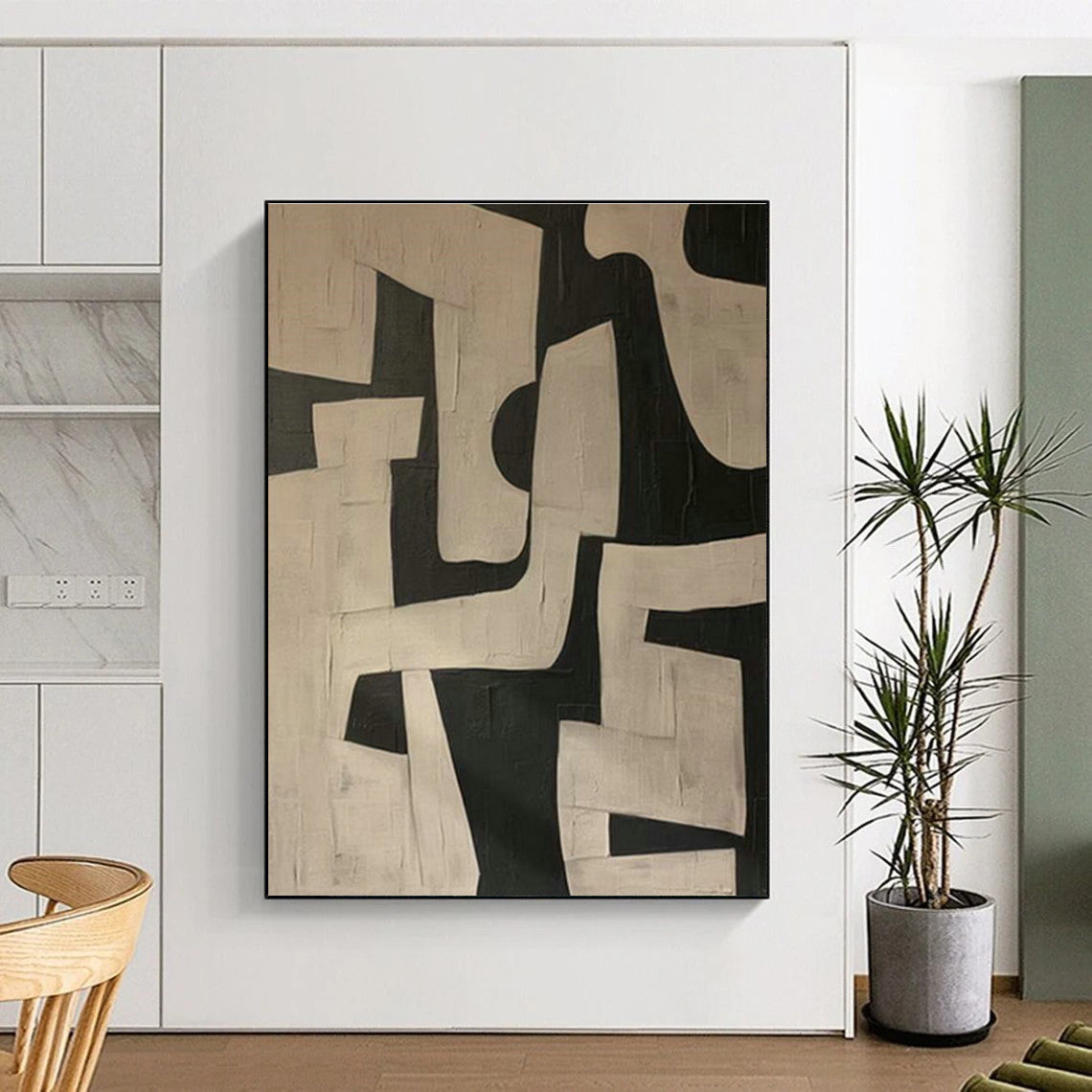 Black - White Geometric Art for Contemporary Home Stairwells DLZ0182