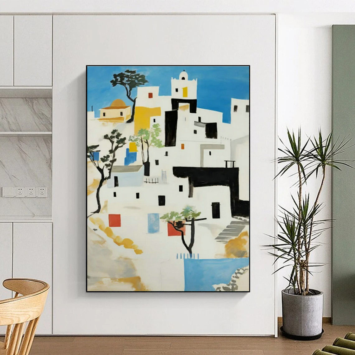 White Building Landscape Art for Mediterranean - Style Villa & Travel Agency Office DLZ1769