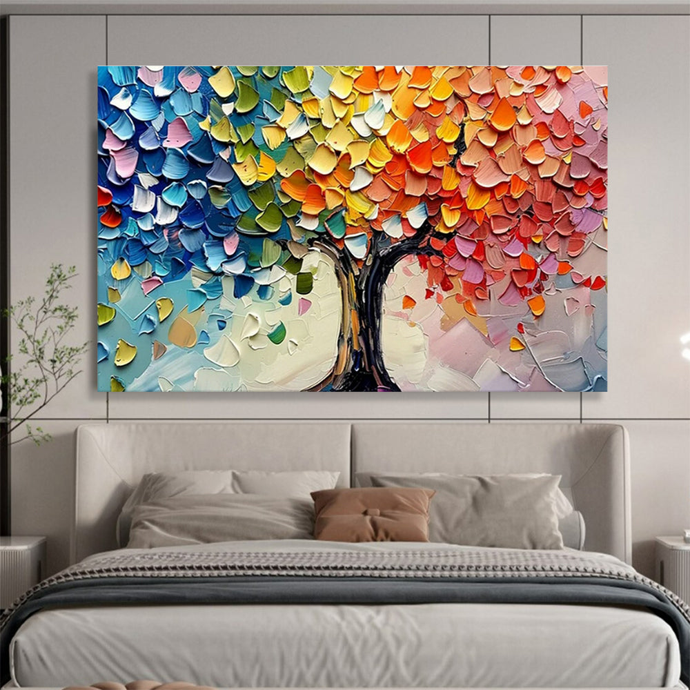 Colorful Tree Palette Knife Art for Modern Art Gallery Feature Walls DLZ3182