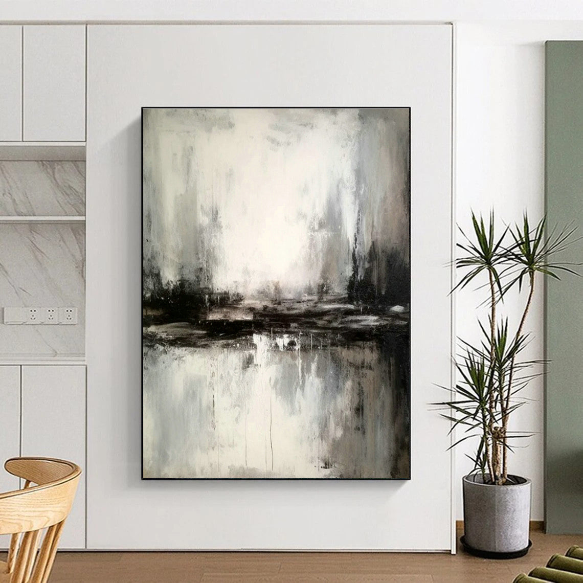 Black - White Abstract Seascape Art for Modern Spa & Art - Focused Café DLZ1805
