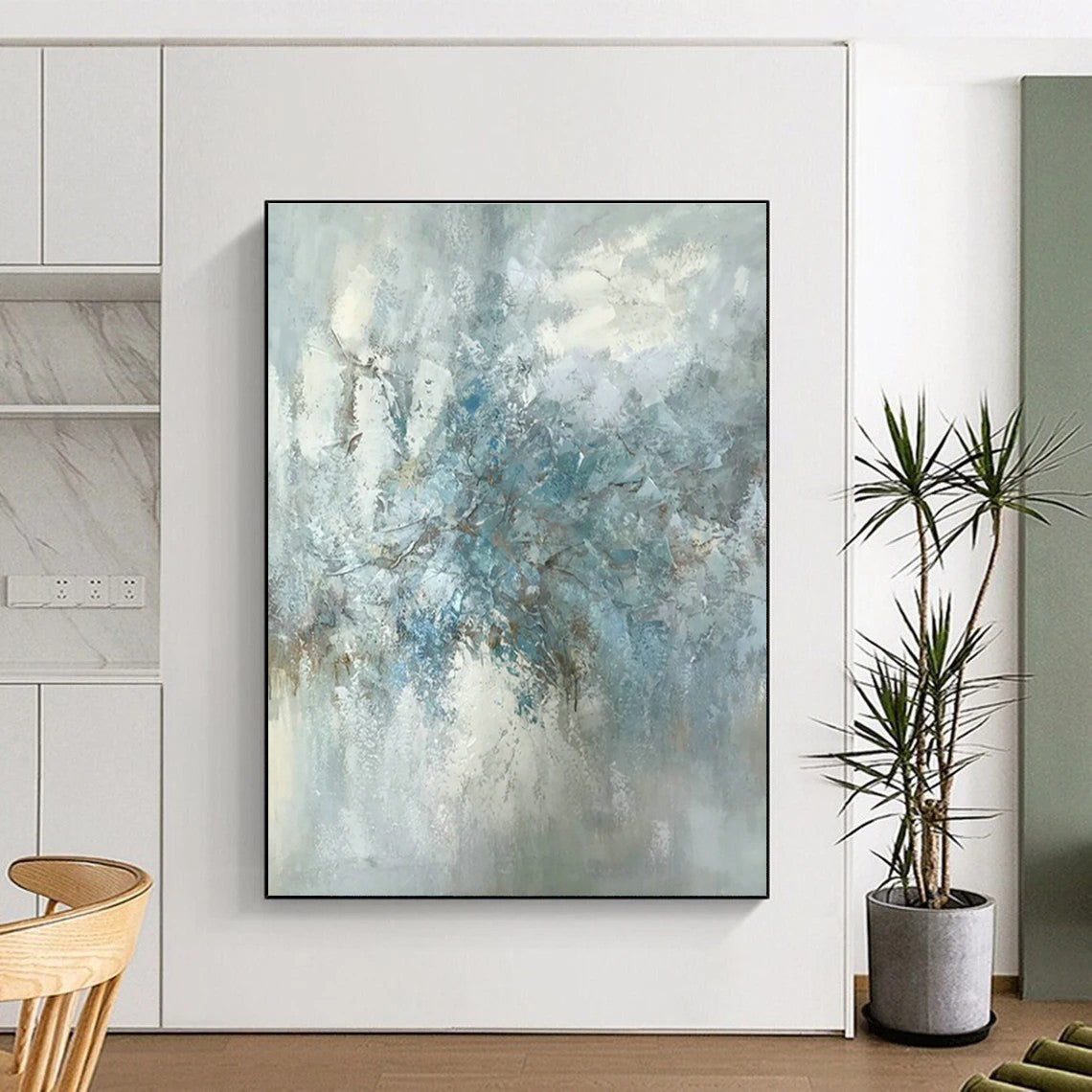 Blue - Grey Abstract Art for Living Room & Bedroom DLZ0475
