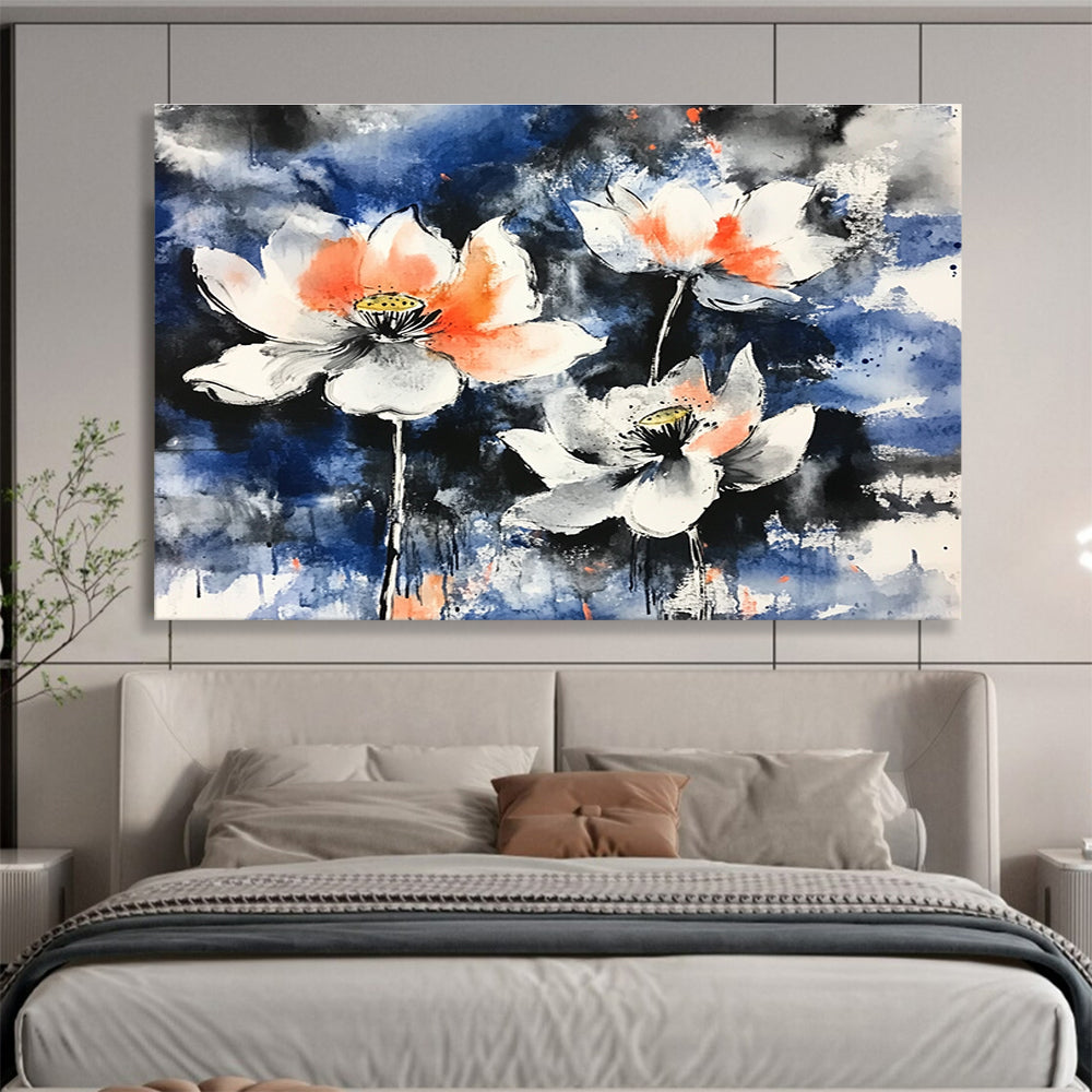 Elegant Lotus Ink Art for Asian - Inspired Home & Zen Spa SC580