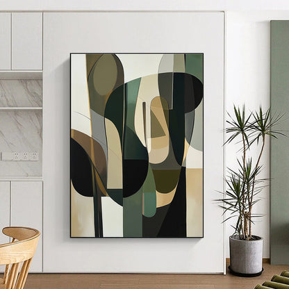 Geometric Green and Brown Abstract for Botanical - Themed Spa & Eco - Friendly Boutique STSC794