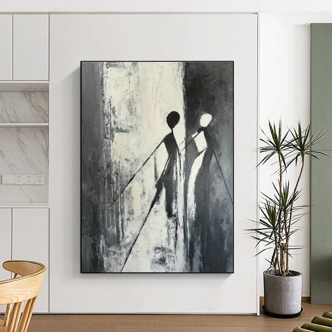 Abstract Black and White Figures Art for Art Gallery & Dance Studio DLZ0628