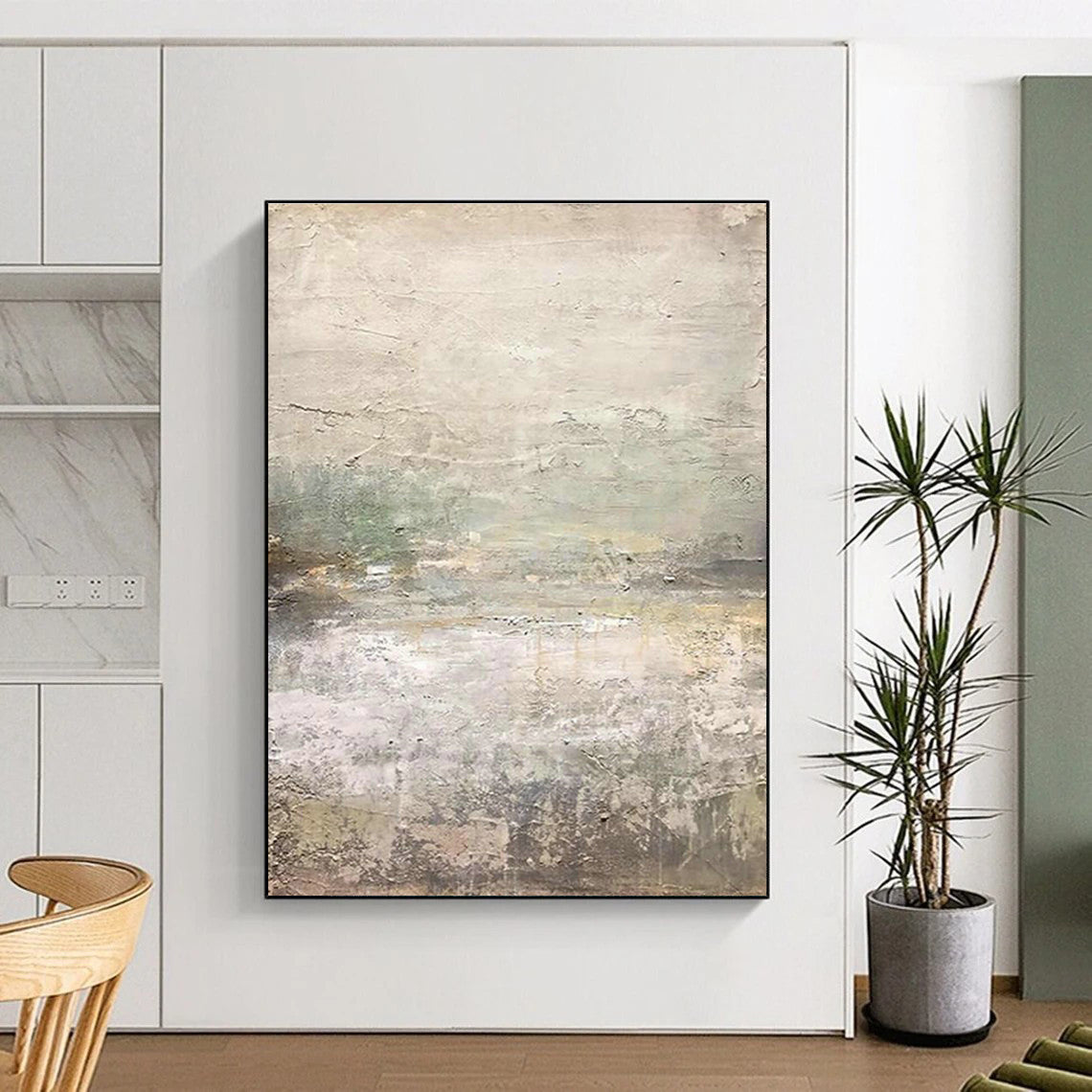 Light Gray Landscape Abstract Art for Minimalist Home Balcony Nooks DLZ0202