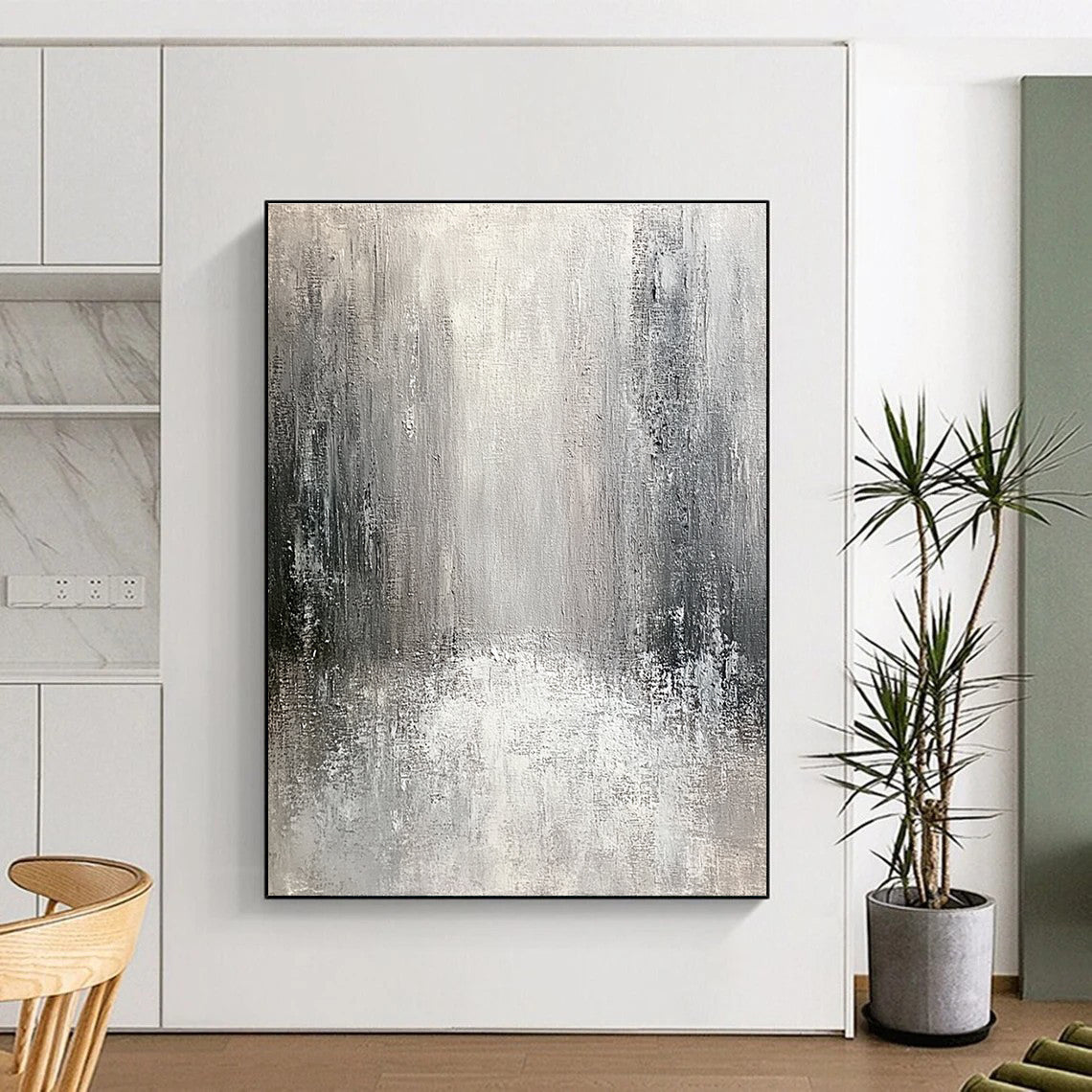 Monochromatic Gray Abstract for Modern Art Space & Minimalist Home Office STSC267