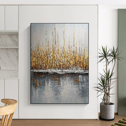 Golden Reeds Reflection for Lakeside Bed - and - Breakfast & Nature Lover’s Home Office DLZ0888