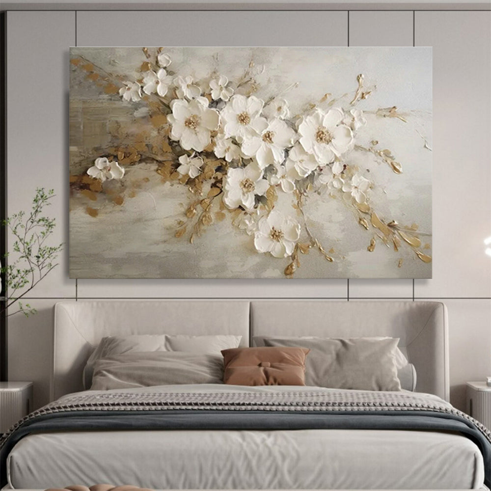 3D Floral Oil Painting for Elegant Bedroom Decor DLZ2634