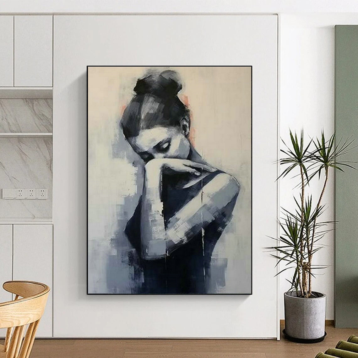 Monochrome Woman Painting for Bedroom & Office DLZ0361