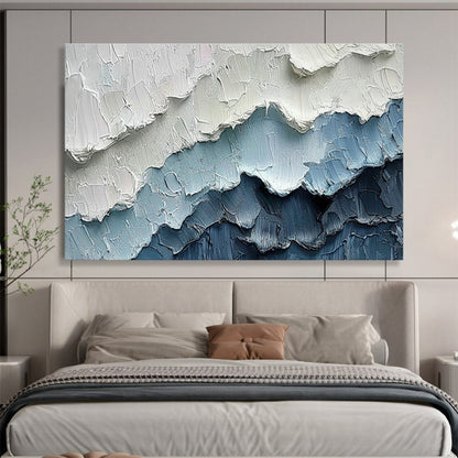 Blue - White Mountain Abstract Art for Serene Living Rooms DLZ2433