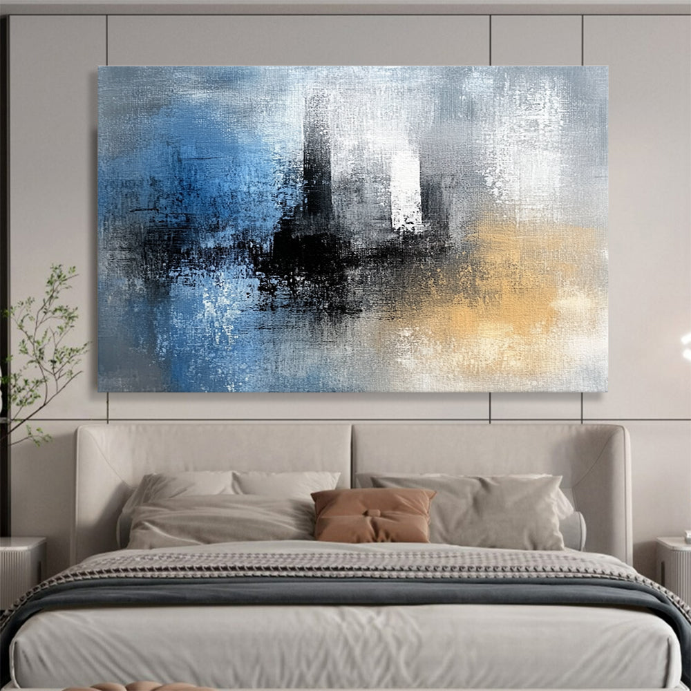 Blue - Gray Abstract Cityscape Art for Urban Loft & Minimalist Café SC032