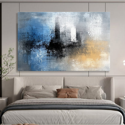 Blue - Gray Abstract Cityscape Art for Urban Loft & Minimalist Café SC032