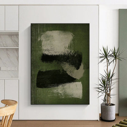 Minimalist Green Abstract Art for Japandi Living Room & Creative Studio DLZ1380