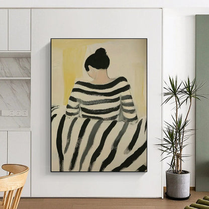 Back View of Striped - Top Figure Art for Coastal Cottage & Nautical - Themed Office DLZ0693