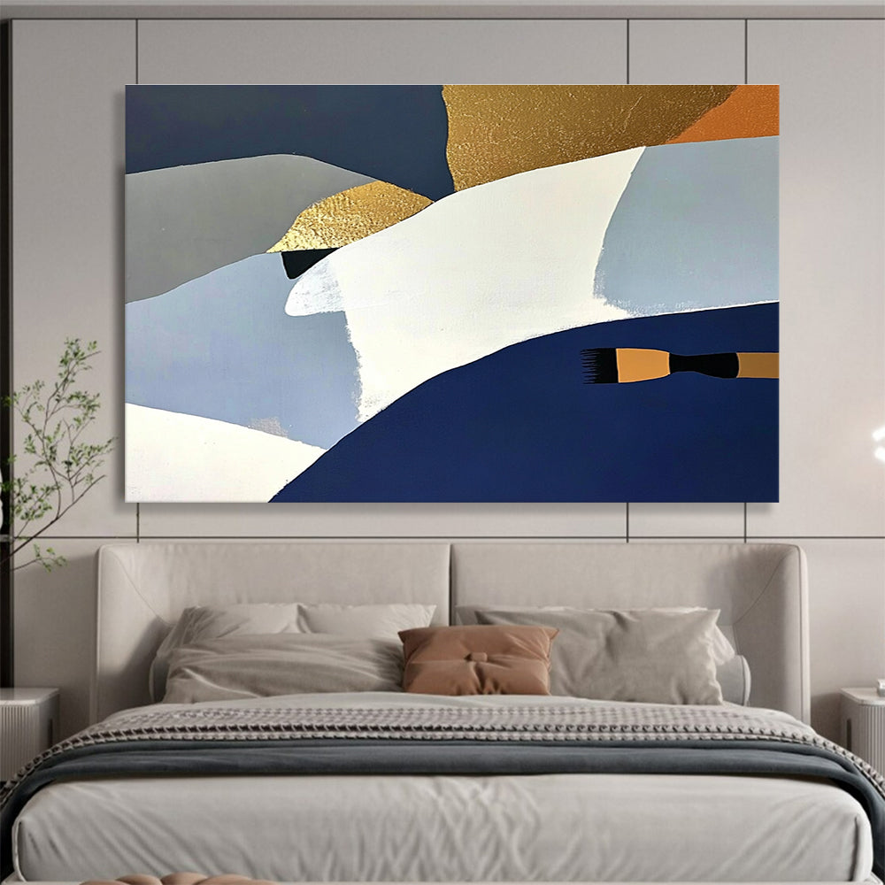 Abstract Geometric with Brush Art for Contemporary Art Studio & Modern Home Decor SC444