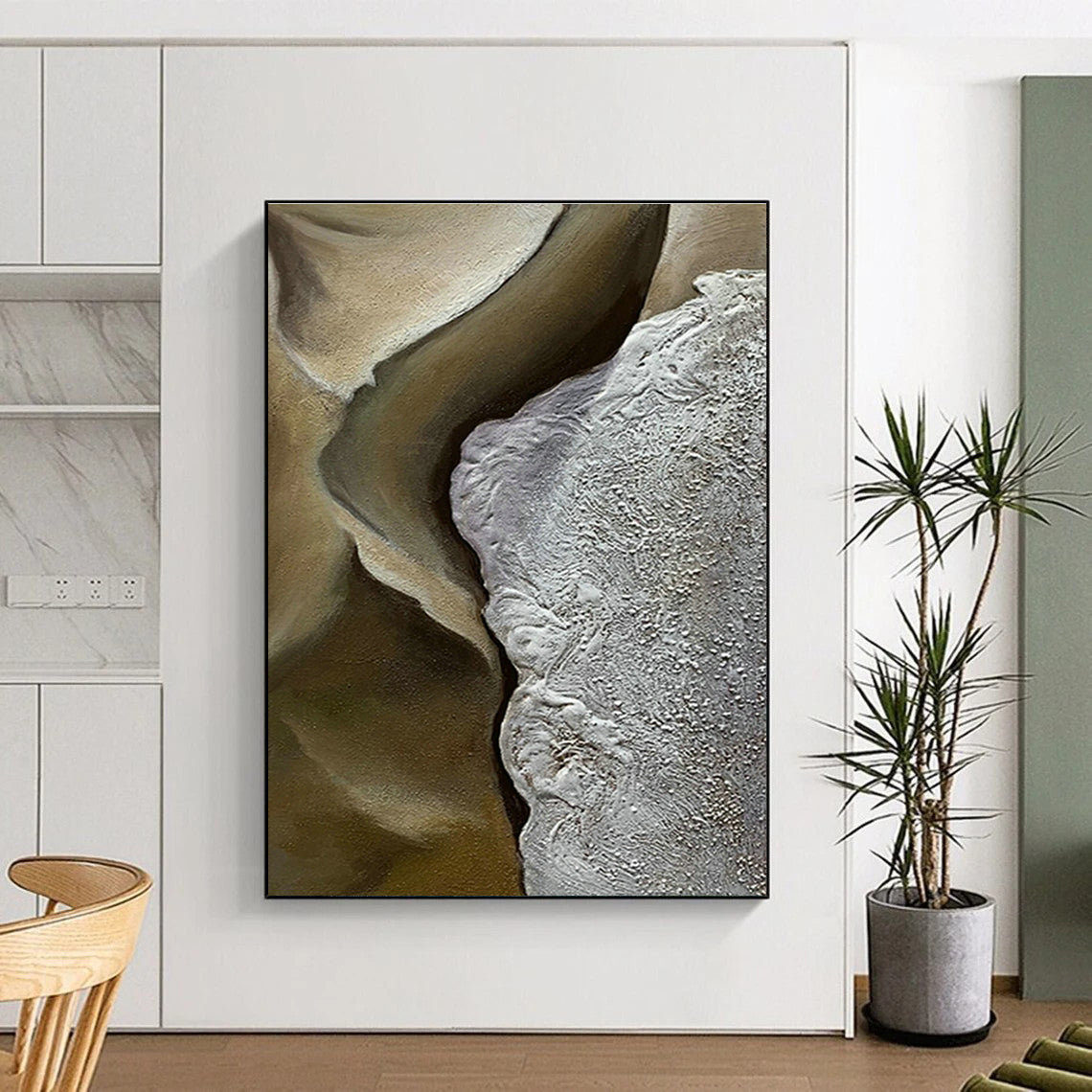 Brown - White Relief Art for Rustic Vineyard Tasting Room & Modern Farmhouse Dining Area DLZ0994