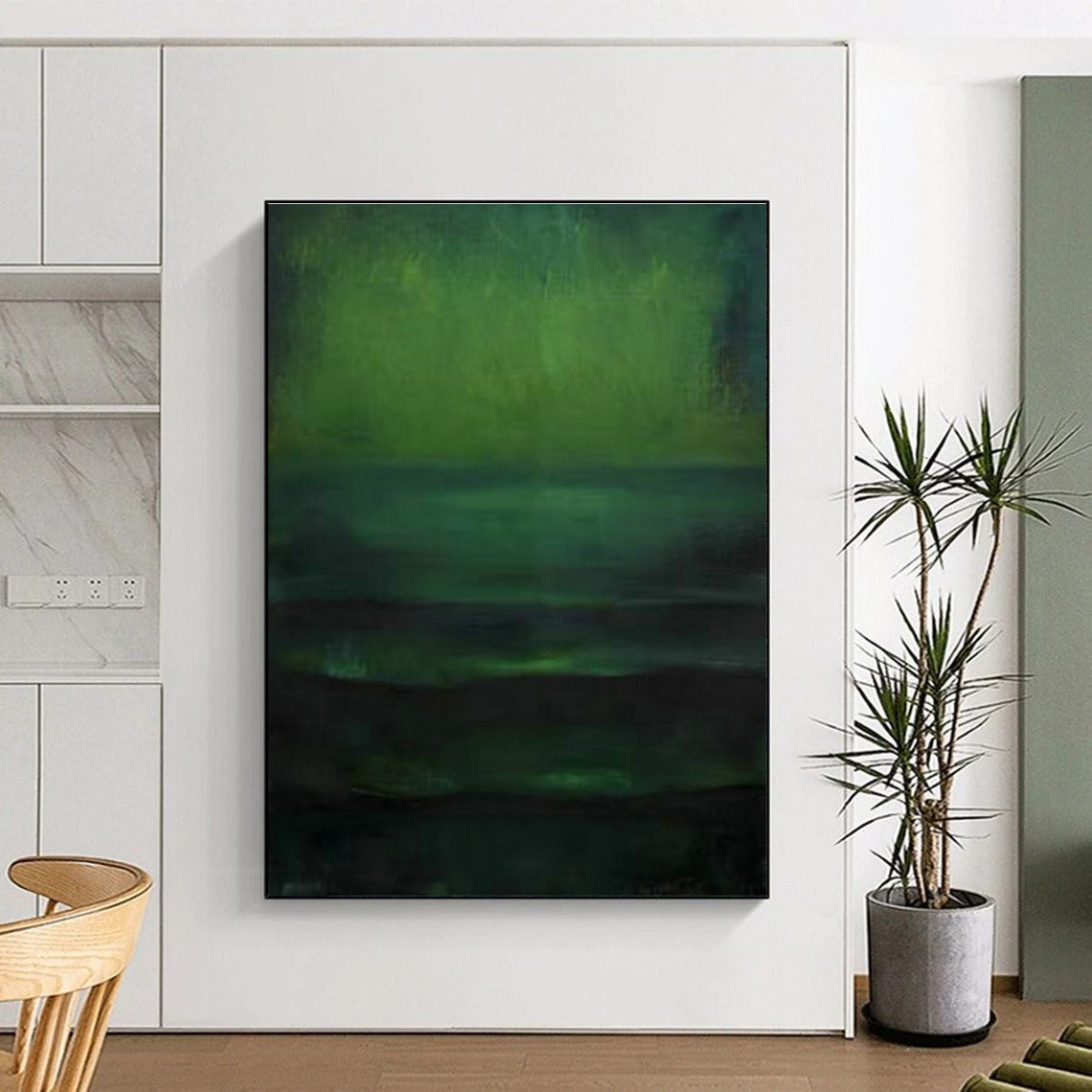 Deep Green Layered Abstract Art for Bedroom & Spa Lounge DLZ1196