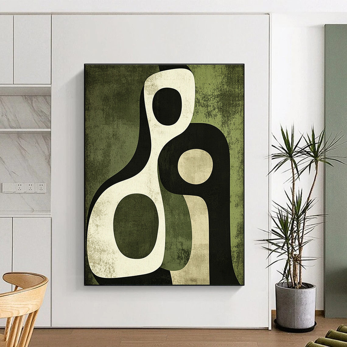 Green - Toned Abstract Figures for Eco - Friendly Home & Botanical Art Space STSC476