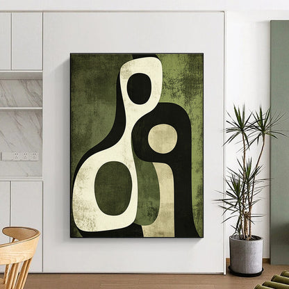 Green - Toned Abstract Figures for Eco - Friendly Home & Botanical Art Space STSC476