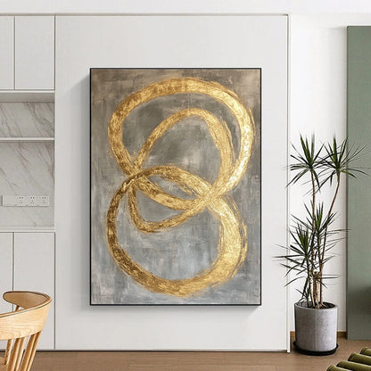 Gold - Ringed Gray Abstract for Boutique Jewelry Store & Modern Living Room STSC1295