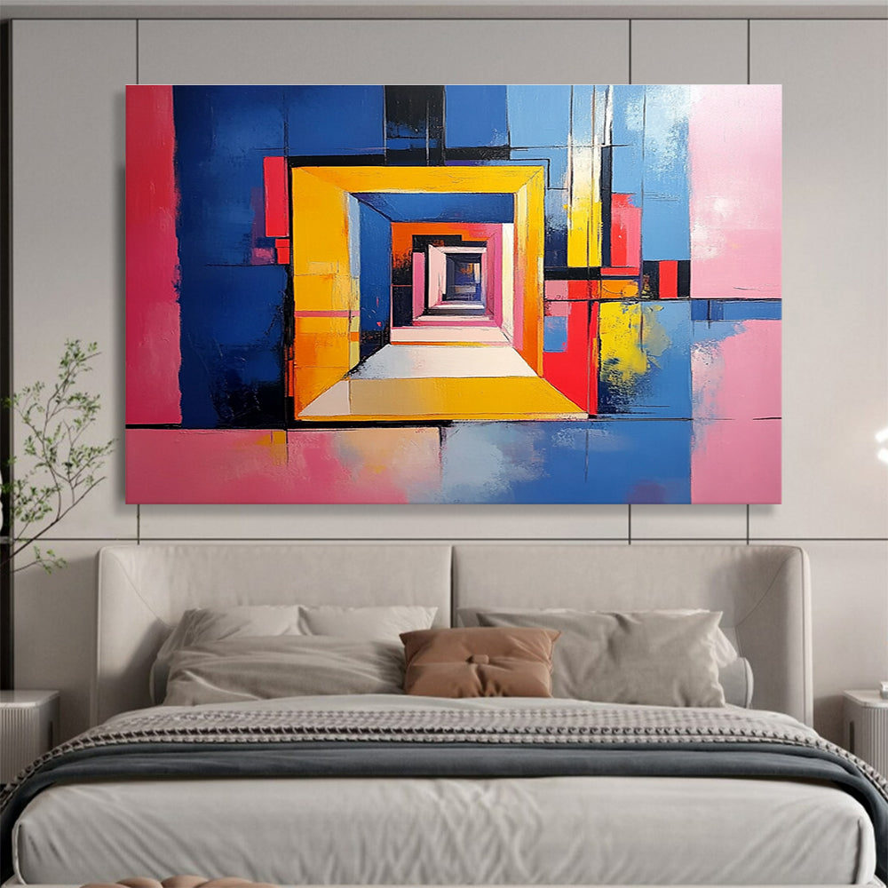 Colorful Geometric Tunnel Abstract Art for Contemporary Gallery & Bold Home Entrance SC337
